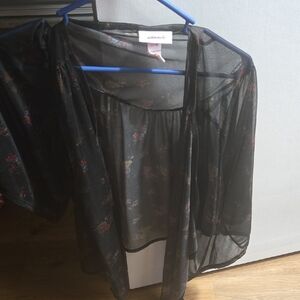 Sheer Black Floral Kimono